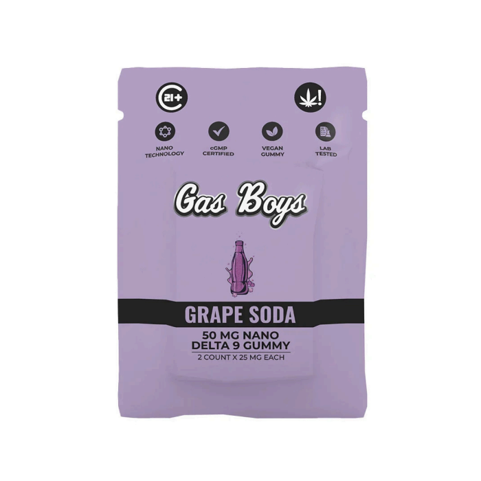 Gas Boys D9 Gummies 2pc 50mg Nano Delta 9 / Grape Soda
